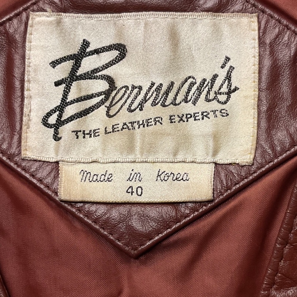 VTG Berman's Men's Leather Button Front Cowboy Western Rodeo Ranch Vest Brown 40 - Picture 9 of 12